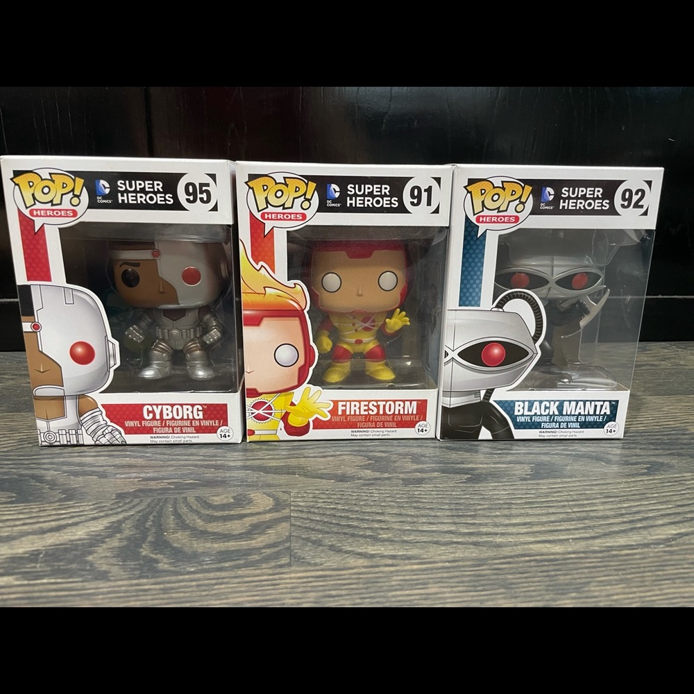Funko POP! - Cyborg, Firestorm, and Black Manta